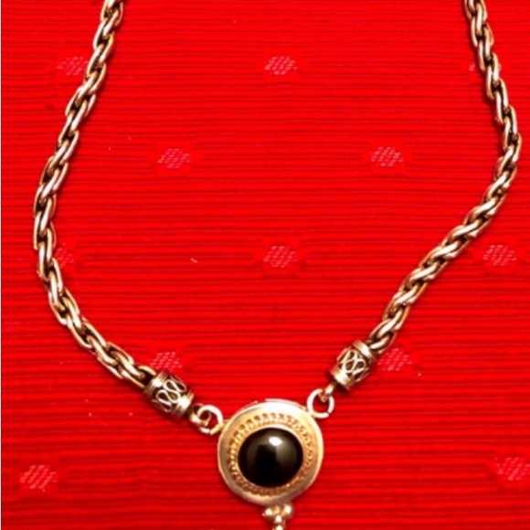 A vintage 925 Thailand silver necklace with Black onyx. - Picture 7 of 8